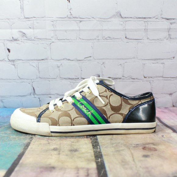 Coach Shoes - COACH Folly C Canvas Stripe Sneakers Size 7.5 B